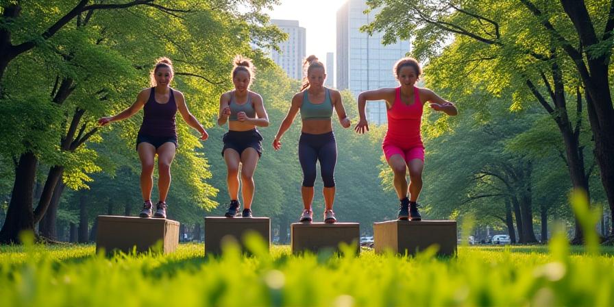 Outdoor fitness group training on grass